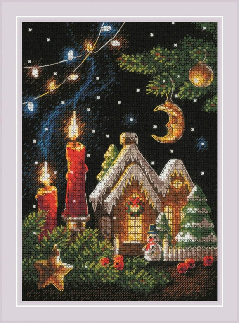 Riolis - Gingerbread Tale 2165, Christmas Cross Stitch Kits 6" x8¼, Cross Stitch for Beginners & Advanced, Crossstitch Kits for Adults, Counted Stitching Kits, Embroidery Kit Christmas - Image 1